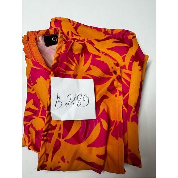 Chicme Floral Print Surfs Up Halter Bohemian Top Zip Back Orange Pink Size M - Picture 11 of 11